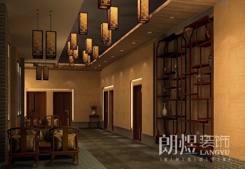茶樓卡座區(qū)過道設計效果圖